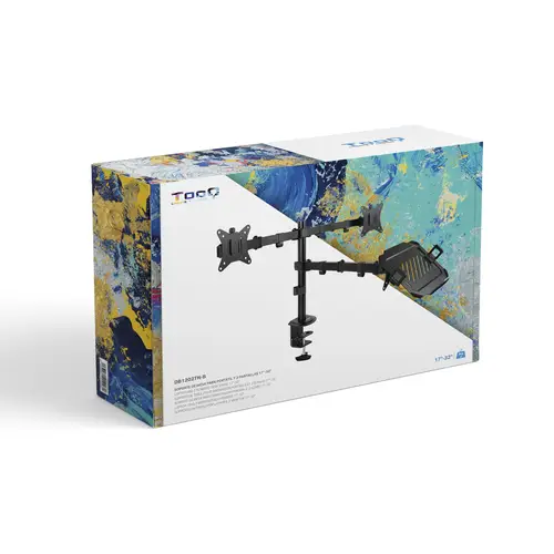 Soporte de Mesa para 2 Pantallas 17"-32" y Portátil, Negro - Imagen 2