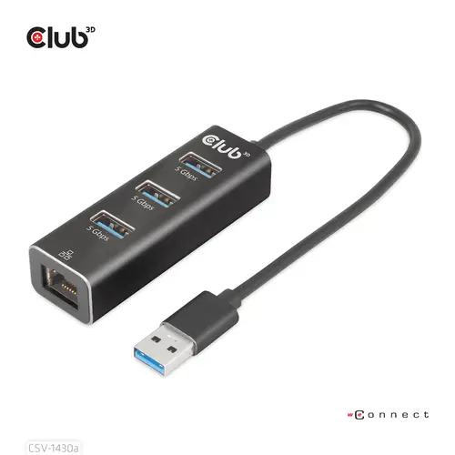 USB 3.2 Gen1 Tipo-A, Hub de 3 Puertos con Gigabit Ethernet - Imagen 2