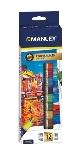 ESTUCHE PINTURA AL OLEO 12 X 12ML MANLEY MOP00012