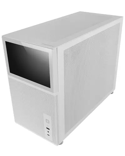 MC-LCD, Caja PC Compacta Micro-ATX, Pantalla LCD IPS 8", Rejilla Mesh Lateral, Superior y Frontal, Ventana Lateral Cristal Templado, Minitorre Gaming con Diseño de Panel Modular, Blanco - Imagen 1
