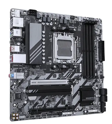 B850M DS3H Placa Base - Procesadores AMD Ryzen Serie 9000, 16+2+2 fases VRM digitales, hasta 8200MHz DDR5 (OC), 1xPCIe 5.0 + 1xPCIe 4.0 M.2, LAN 2.5, USB 3.2 Gen 2 - Imagen 3