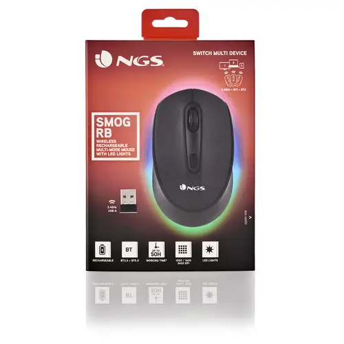 SMOG-RB ratón Juego Ambidextro RF Wireless + Bluetooth Óptico 2400 DPI - Imagen 8