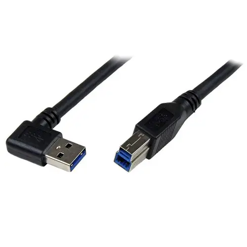 Cable 1m USB 3.0 Super Speed USB B Macho a USB A Macho Acodado en Ángulo a la Derecha - Negro - Imagen 1