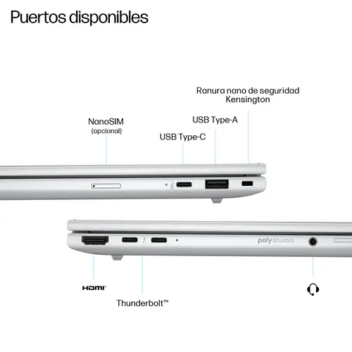 EliteBook 8 G1i Intel Core Ultra 5 225H Portátil 35,6 cm (14") WUXGA 16 GB DDR5-SDRAM 512 GB SSD Wi-Fi 7 (802.11be) Windows 11 Pro AI PC Plata - Imagen 4