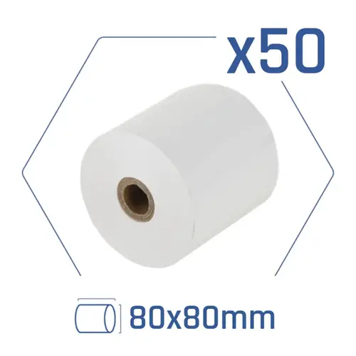 iggual Caja 50 rollos papel térmico sin BPA 80x80 - Imagen 2
