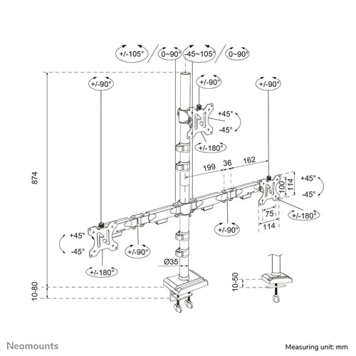 DS60-600BL2-1 Soporte de monitor triple 10-32" - Imagen 16