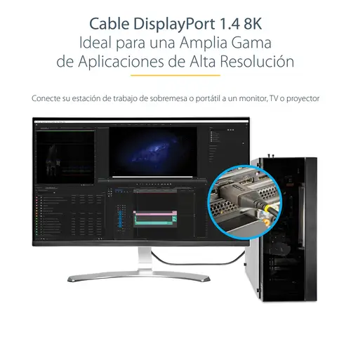Cable de 5m DisplayPort 1.4 Certificado VESA - 8K de 60Hz HDR10 - Vídeo Ultra HD 4K de 120Hz - Cable DP 1.4 - para Monitores o Pantallas - Cable DisplayPort a DisplayPort - M/M - Imagen 10