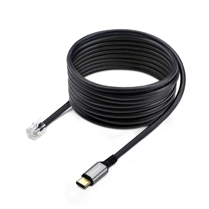 Adaptador USB-C a RJ9 para Auriculares con Micrófono - Adaptador USB Tipo C a RJ9 con Cable de 1,8m - Adaptador para Teléfonos, Ordenadores de Sobremesa o Portátiles