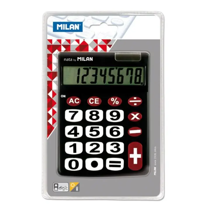 MILAN CALCULADORA NEGRO 8 DIGITOS DUAL BLISTER