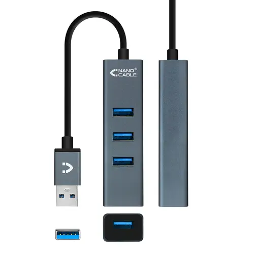 USB 3.0 4xUSB3.0. USB-A/M-USB 3.0/H, Gris, 10 cm - Imagen 3