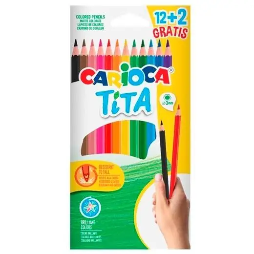 CARIOCA LÁPICES DE COLORES TITA ESTUCHE 12+2 UD GRATIS SURTIDOS
