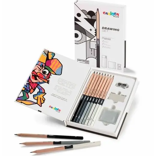CARIOCA PLUS DRAWING SET DE DIBUJO CON 8 LÁPICES DE GRAFITO SURTIDOS + ACCESORIOS