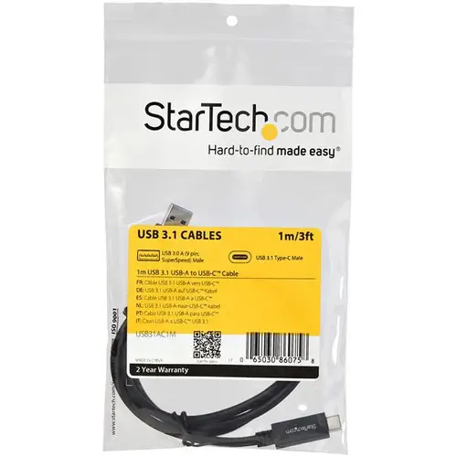 Cable de Carga y Sincronización USB-A a USB-C de 1m - Cable USB de 10Gbps - Cable de Datos USB-A a USB Tipo C - M/M - Negro - Imagen 6