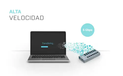 USB 3.0 Charging HUB 7port + Power Adapter 36 W - Imagen 8