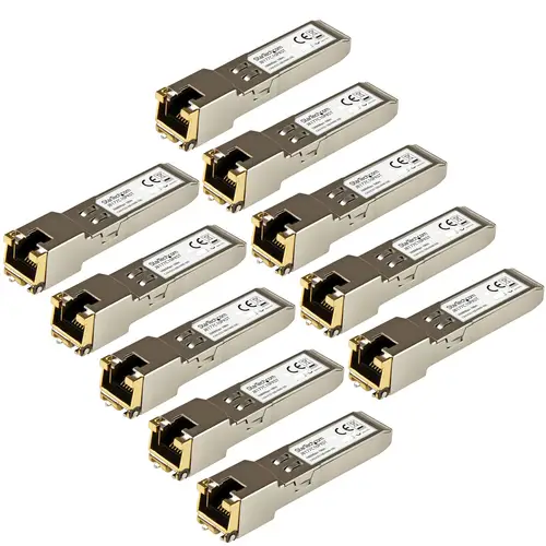 Paquete de 10 Módulos Transceptores SFP Compatibles con HPE J8177C - 1000BASE-T - SFP a RJ45 Cat6 / Cat5e - SFP Ethernet Gigabit de 1GbE - RJ45 - 100m - HPE 1810/1820/2530 - Imagen 3