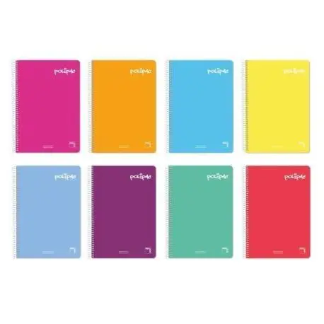 PACSA CUADERNO POLIPAC 80 HOJAS 1 LINEA TAPAS POLIPROPILENO FOLIO COLORES SURTIDO -5U-