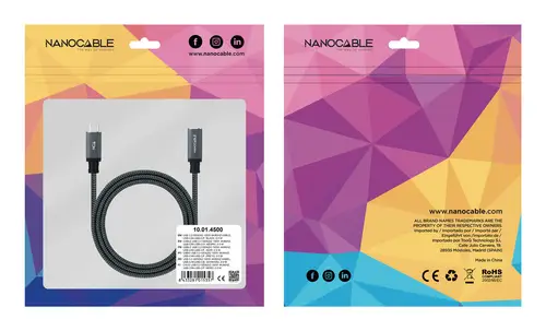 10.01.4500-COMB cable USB USB 3.2 Gen 2x2 0,5 m USB C Negro - Imagen 6