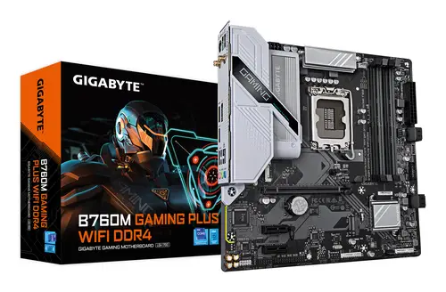 B760M GAMING PLUS WIFI DDR4 Placa base - Compatible con procesadores Intel Core de 14ª generación, VRM de 4+1+1 fases, hasta 5333 MHz DDR4 (OC), 2xPCIe 4.0 M.2, Wi-Fi 6, LAN 1 GbE, USB 3.2 Gen 1 - Imagen 1