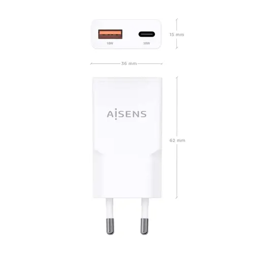 ASCH-30W2P046-W cargador de dispositivo móvil Cámara digital, MP3, MP4, Teléfono móvil, Navegante, Portátil, Consola de juegos portátil, Smartphone, Tableta, Universal Blanco Corriente alterna Carga rápida Interior - Imagen 4