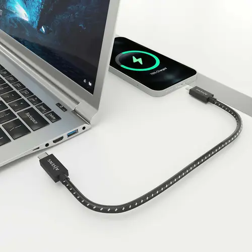 Cable USB4 Gen3x2 Aluminio 40Gbps 8K@60Hz 5A 48V 240W E-Mark, Tipo USB-C/M-USB-C/M, Negro, 0.5m - Imagen 5