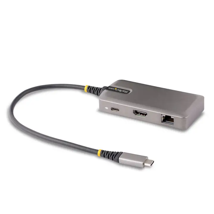 Adaptador Multipuertos USB-C - Docking Station USB Tipo C HDMI 4K60 - Hub Ladrón USB 3.0 de 2 Puertos - Entrega de Alimentación PD 100W - GbE - ChromeOS/Win/Mac