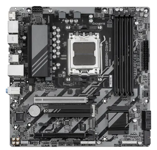 B850M D3HP Placa Base - Procesadores AMD Ryzen Serie 9000, 5+2+2 fases VRM digitales, hasta 8200MHz DDR5 (OC), 1xPCIe 5.0 + 1xPCIe 4.0 M.2, LAN GbE, USB 3.2 Gen 2 - Imagen 2
