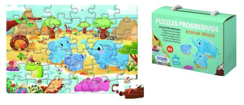 PUZZLE DE 36 PIEZAS - A PARTIR DE 4-6 AÑOS - ANIMAL WORLD DOHE 65009