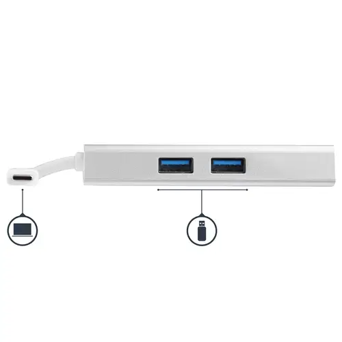 Adaptador Multipuertos USB-C - Docking Station Portátil USB-C 4K HDMI - Entrega de Potencia 60W - GbE - Hub 2x USB-A 3.0- Mini Dock Portátil USB C para Portátiles - Blanco - Imagen 2