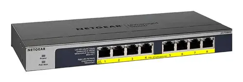 GS108PP No administrado Gigabit Ethernet (10/100/1000) Energía sobre Ethernet (PoE) Negro - Imagen 1
