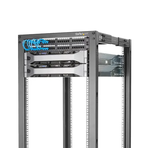 Rack 42U Móvil de Marco Abierto de 4 Columnas para Servidores - Rack de Cuatro Columnas de 19 Pulgadas para Equipo de Red e Informático - Ruedas o Patas Niveladoras - Imagen 5