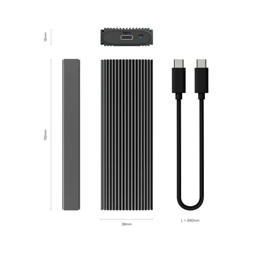 Caja Externa M.2 (NGFF) ASM2-023GR NVMe A USB3.2 Gen2, Gris - Imagen 3
