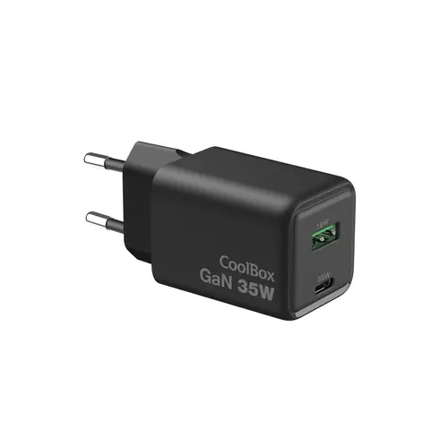 CARGADOR GAN 35W USB-A/USB-C PARED NEGRO - Imagen 2