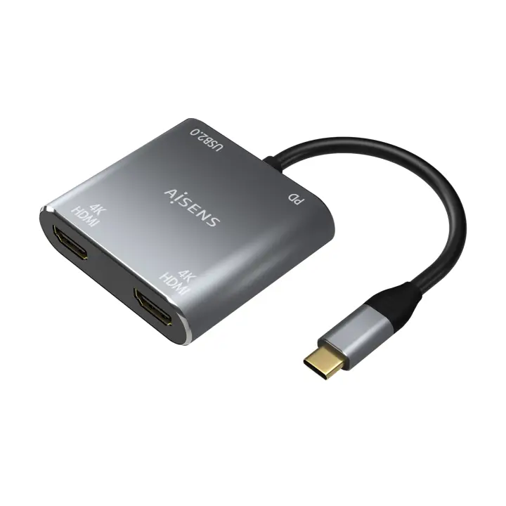 Conversor USB-C a 2XHDMI 4K SST MST/USB2.0/USB-C PD 60W, USB-C/M-..