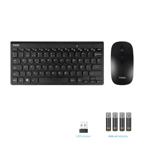 Teclado compacto + Ratón slim inalámbrico, Negro - Imagen 2