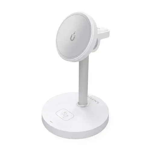 AISENS Cargador Inalambrico USB C 3 en 1 De 15W Para Movil  Apple Watch  Auriculares Con Estuche De Carga  Blanco