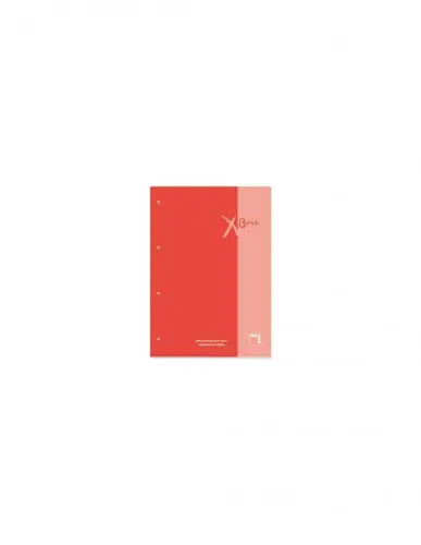 RECAMBIO XBLOCK DIN A4 TAPA CARTÓN 4 TALADROS 80 HOJAS PAPEL 90GRS. CUADRICULA 5X5 + GRECA COLOR ROJO PACSA 21157