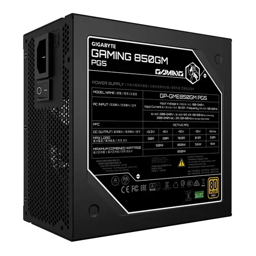 GAMING 850GM PG5 Fuente de Alimentación  PCIe 5.1, 80 PLUS Gold, diseño totalmente modular, ventilador de 135 mm, compatible con ATX 3.1, enchufe EU - Imagen 4