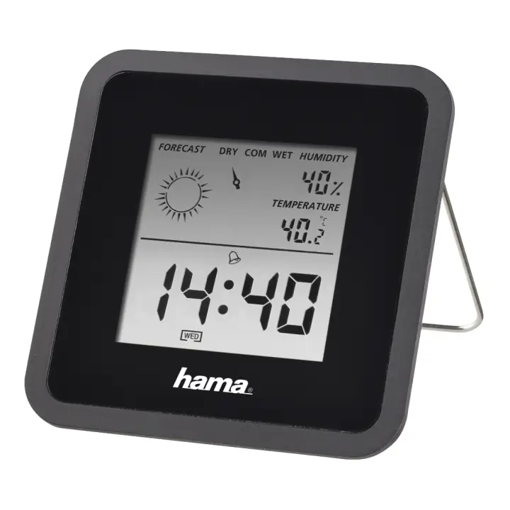 Termómetro e Higrómetro Digital, con Reloj y Previsión Meteorológica (Control de Temperatura Digital con termómetro e higrómetro Medidor de Temperatura para Interior) Color Negro. - Imagen 5
