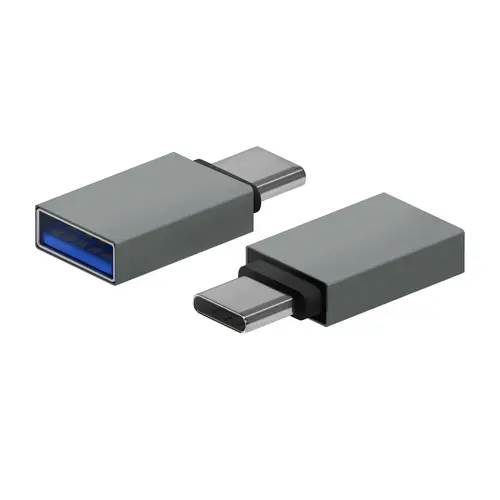 Mini Adaptador Aluminio USB 3.2 Gen1 3A, Tipo USB-C/M-A/H, Gris - Imagen 1