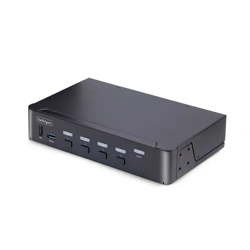 Switch Conmutador KVM DisplayPort de 4 Puertos - 8K60/4K144 - para Un Monitor - DP 1.4 - 2x USB 3.0 - 4x USB 2.0 HID - Botones y Teclas de Acceso Rápido - TAA - Imagen 1