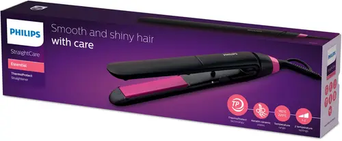 StraightCare Essential BHS375/00 Utensilio de peinado Cepillo alisador Caliente Negro, Rosa 1,8 m - Imagen 8