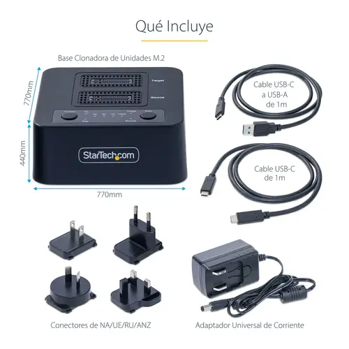 Dock Duplicador Clonador Autónomo 1:1 de Unidad SSD NVMe M.2 - 90GBpm - USB-C 3.2 de 20Gbps - Docking Station USB Tipo C de 2 Bahías - Incluye Cables USB-C/USB-A - Imagen 15
