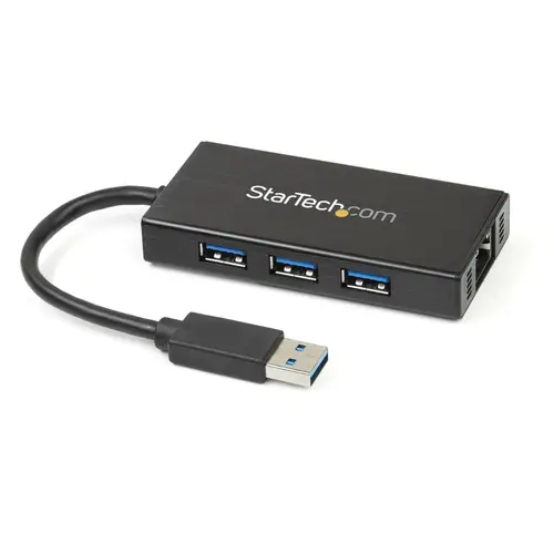 Hub USB 3.0 de Aluminio con Cable - 5Gbps - Concentrador de 3 Puertos USB con Adaptador de Red Ethernet Gigabit - Imagen 1