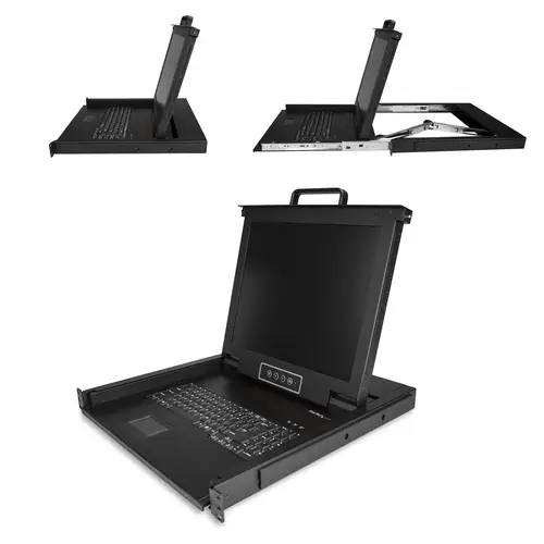 Consola KVM de Montaje en Rack - Teclado QWERTY - KVM para Rack de Servidores de 1 puerto VGA con Monitor LCD de 17" - Switch KVM 1U con Cables y Hardware - USB - MTBF 50000 - Imagen 2