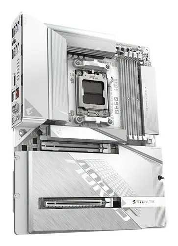 B850 AORUS STEALTH ICE Placa Base  Procesadores AMD Ryzen serie 9000, VRM digital de 14+2+2 fases, hasta 8200 MHz DDR5 (OC), 2 x M.2 PCIe 5.0 + 2 x PCIe 4.0, Wi-Fi 7, LAN 5 GbE, USB 3.2 Gen 2 - Imagen 4