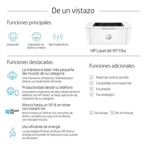 LaserJet Impresora M110w - Imagen 8