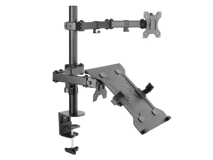 Soporte de escritorio articulado de doble brazo para monitor portátil de 13"-32