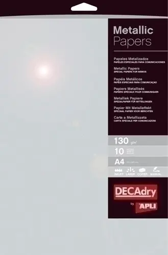 PAPEL METALIZAD.A4 APLI 130g 10h PLATA