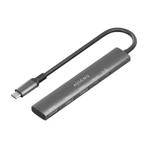 USB-C Dock 5 en 1, USB-C A, 1x HDMI 2x USB-A, 1x USB-C, 1x USB-C PD, Gris, 15cm - Imagen 1
