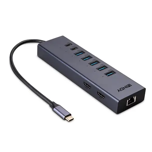 43373 base para portátil y replicador de puertos Alámbrico USB 3.2 Gen 2 (3.1 Gen 2) Type-C Gris - Imagen 1